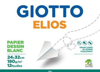Giotto - Pochette papier à dessin - 12 feuilles - 24 x 32 cm - 180 gr - blanc