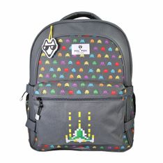 Sac a Dos Space Invader- 2 compartiments- gris- Pol Fox