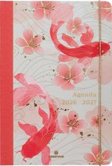 Agenda à élastique Sakura - 1 semaine sur 2 pages - 17 x 24,5 cm - poissons - Oberthur