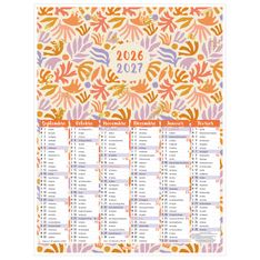 Calendrier Fleurs rétro - 6 mois par face - 21 x 26,5 cm - Oberthur