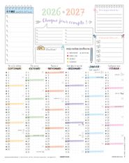 Calendrier Bullet - papier recyclé - 6 mois par face - 21 x 26,5 cm - Oberthur