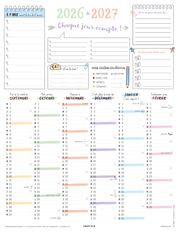 Calendrier Bullet - papier recyclé - 6 mois par face - 32 x 42 cm - Oberthur