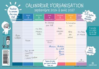 Calendrier d'organisation Hebdo Planning - 18 x 23 cm - 52 feuillets - Oberthur