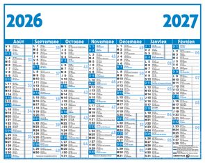 Calendrier Classic - 7 mois par face - 21 x 26,5 cm - bleu - Oberthur