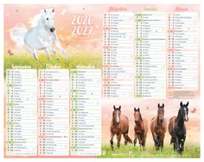 Calendrier Cheval - 6 mois par face - 21 x 26,5 cm - Oberthur