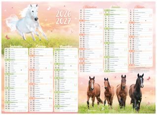 Calendrier Cheval - 6 mois par face - 55 x 40,5 cm - Oberthur