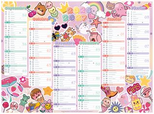 Calendrier Kawai - 6 mois par face - 55 x 40,5 cm - Oberthur