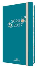 Agenda de poche à élastique Tivoli - 1 semaine sur 2 pages - 9,5 x 17,5 cm - bleu canard - Oberthur