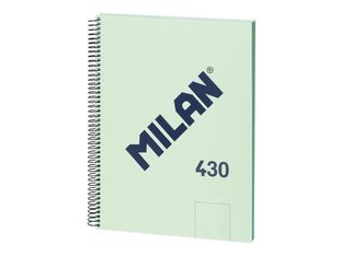 Milan 430 Since 1918 - Cuaderno - encuadernado espiral - A4 (210 x 297 mm) - 80 hojas / 160 páginas - liso - 4 taladros - verde