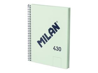Milan 430 Since 1918 - Cuaderno - encuadernado espiral - A5 - 176 x 210 mm - 80 hojas / 160 páginas - liso - 2 taladros - verde - cartón