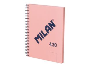 Milan 430 Since 1918 - Cuaderno - encuadernado espiral - A5 - 176 x 210 mm - 80 hojas / 160 páginas - liso - 2 taladros - rosa - cartón