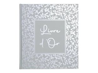 Exacompta Autentik - Livre d'or - 210 x 190 mm - 70 feuilles / 140 pages - papier blanc - motif floral - sage green cover - carton recouvert de papier