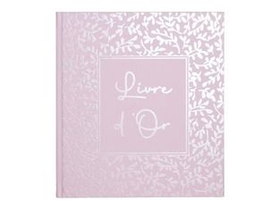 Exacompta Autentik - Livre d'or - 210 x 190 mm - 70 feuilles / 140 pages - papier blanc - motif floral - candy pink cover - carton recouvert de papier