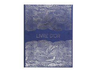 Exacompta Japan - Livre d'or - 270 x 220 mm - 50 feuilles / 100 pages - papier blanc - impressions japonaises - couverture bleue - carton recouvert de papier