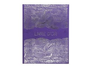 Exacompta Japan - Livre d'or - 270 x 220 mm - 50 feuilles / 100 pages - papier blanc - impressions japonaises - couverture violette - carton recouvert de papier