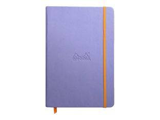 RHODIA Rhodiarama - Cahier de notes - A5 (148 x 210 mm) - 96 feuilles / 192 pages - papier ivoire - uni - couverture iris avec fermeture orange - similicuir