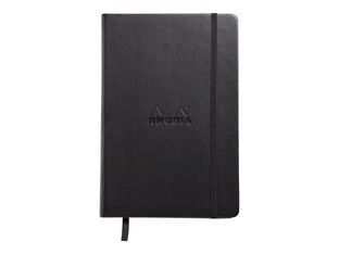 RHODIA - Cahier web - 140 x 210 mm - 96 feuilles / 192 pages - papier ivoire - pointillé (5 mm) - couverture noire - cuir italien