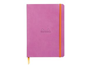 RHODIA Rhodiarama - Cahier de notes - lien parfait - A5 (148 x 210 mm) - 80 feuilles / 160 pages - papier ivoire - pointillé - couverture lilas - cuir italien