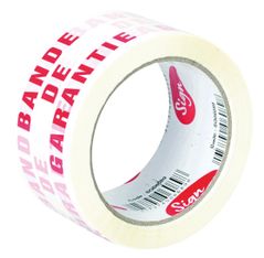 Sign - Ruban adhésif mention "Bande de garantie" - notée en rouge - 66 m x 50 mm - blanc & rouge