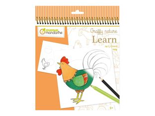 Avenue Mandarine Graffy Nature - Livre à colorier - 200 x 255 mm - 24 feuilles / 48 pages - ferme - couverture orange
