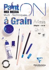 Clairefontaine - PaintON à grain - bloc encollé - A4 - 15 feuilles - 250g