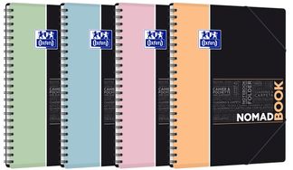 Oxford etudiants - Cahier Nomadbook 240x310 A4+avec pochettes 3 rabats - 160 pages - Petits carreaux (5x5) - Double spirale - Disponible dans différentes couleurs pastel