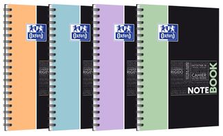 Oxford etudiants - Cahier Notebook 185x250 - 160 pages - Grands carreaux (seyes) - Double spirale - Disponible dans différentes couleurs pastel