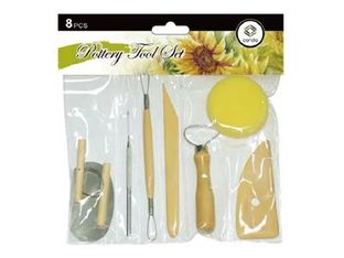 Conda - Ensemble d'outils de modelage de poterie - 8 pièces - acier, bois dur