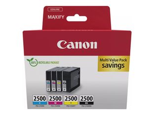 Canon PGI-2500 BK/C/M/Y Multipack - Pack de 4 - noir, jaune, cyan, magenta - original - réservoir d'encre - pour MAXIFY iB4050, iB4150, MB5150, MB5155, MB5350, MB5450