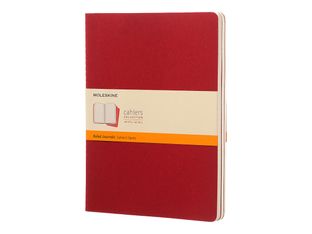 Moleskine Cahier - Journal - reliure cousue - XL - 190 x 250 mm - papier ivoire - ligné - couverture rouge canneberge - carton (pack de 3)