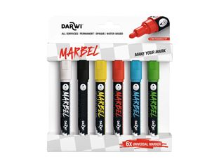 Darwi Marbel Universal Classic - Marqueur - permanent opaque - encre acrylique à base d'eau - 4 mm - moyen (pack de 6)