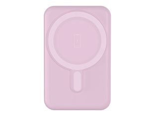 BIGBEN Connected - Banque d'alimentation - magnetic MagSafe wireless, Qi - 5000 mAh - 10 Watt - 2 connecteurs de sortie (USB, 24 pin USB-C) - rose