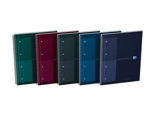Oxford Notebook - Cahier à reliure intégrale - reliure à anneaux métalliques - A4+ - 80 feuilles / 160 pages - petits carreaux (5x5 mm) couleurs assorties
