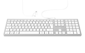 Mobility Lab - Clavier filaire DESIGN pour Mac + 2 HUB USB intégré - Azerty - blanc argenté