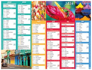 Oberthur - Calendrier Color story - 6 mois par page - 430 x 335 mm - daté