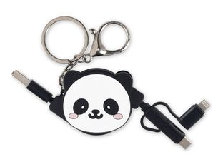 LEGAMI Charge 'N Roll - Câble USB - 24 pin USB-C (M) with detachable USB-C to USB-A adapter pour 24 pin USB-C, Lightning, Micro-USB de type B (M) - 2 A - 1 m - 3 en 1, rétractable - panda