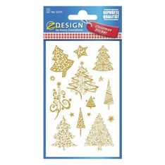 Avery - 18 stickers en sachet - 160x83x1 - sapins de noël dorés