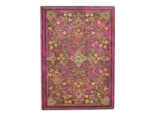 Paperblanks Flexis Sangorski & Sutcliffe - Agenda - 2025 - semainier - reliure piquée - midi - 120 x 175 mm - 176 pages - papier crème - diamond jubilee - couverture rose