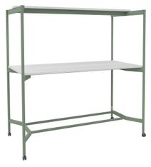 Table Coworking ELKI - L180 - plateau blanc perle - pied vert sauge