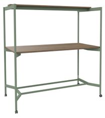 Table Coworking ELKI - L180 - plateau imitation noyer - pied vert sauge