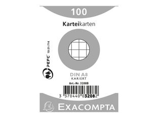 Exacompta - Fiches Bristol - A8 - blanc - petits carreaux (pack de 100)