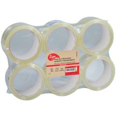 Lot de 6 rouleaux adhésif pour emballage - polypropylène transparent - 66m x 48mm 