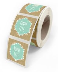 Etiquettes Bonne fête naturel 4x3,5cm - rouleau de 500