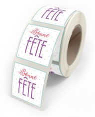 Etiquette cadeaux Bonne fête fantaisie 40x35 mm - rouleau de 500
