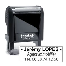 Tampon personnalisé avec 3 lignes - zone d'impression 38 x 14 mm - Trodat Printy 4911 noir