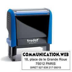 Tampon personnalisé avec 4 lignes - zone d'impression 47 x 18 mm - Trodat Printy 4912 bleu