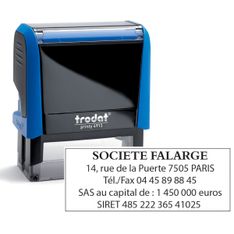 Tampon personnalisé avec 5 lignes - zone d'impression 58 x 22 mm - Trodat Printy 4913 bleu