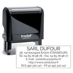 Tampon personnalisé avec 6 lignes de texte - zone d'impression 64 x 26 mm - Trodat Printy 4914 Noir