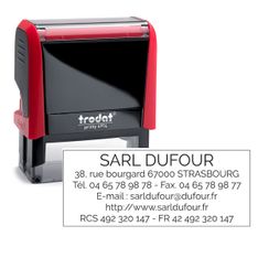 Tampon personnalisé avec 6 lignes de texte - zone d'impression 64 x 26 mm - Trodat Printy 4914 Rouge