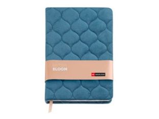 Miquelrius British Bloom - Cahier de notes - A5 (140 x 200 mm) - 80 feuilles / 160 pages - papier blanc - pointillé - couverture bleue - velveteen fabric covered cardboard